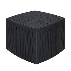 Tavolino da esterno Akane, Tavolino contenitore, Tavolo basso effetto rattan, 100% Made in Italy, Cm 53x53h40, Antracite