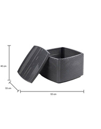 Tavolino da esterno Akane, Tavolino contenitore, Tavolo basso effetto rattan, 100% Made in Italy, Cm 53x53h40, Antracite