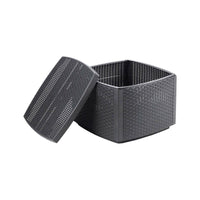 Tavolino da esterno Akane, Tavolino contenitore, Tavolo basso effetto rattan, 100% Made in Italy, Cm 53x53h40, Antracite