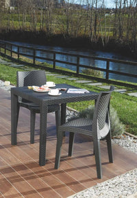 Sedia da esterno Ant, Seduta da giardino, Sedia per tavolo da pranzo, Poltrona outdoor effetto rattan, 100 % Made in Italy, Cm 48x55h86, Antracite