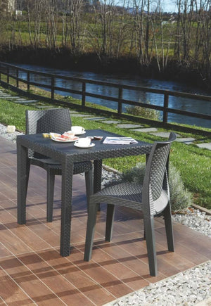 Sedia da esterno Ant, Seduta da giardino, Sedia per tavolo da pranzo, Poltrona outdoor effetto rattan, 100 % Made in Italy, Cm 48x55h86, Antracite