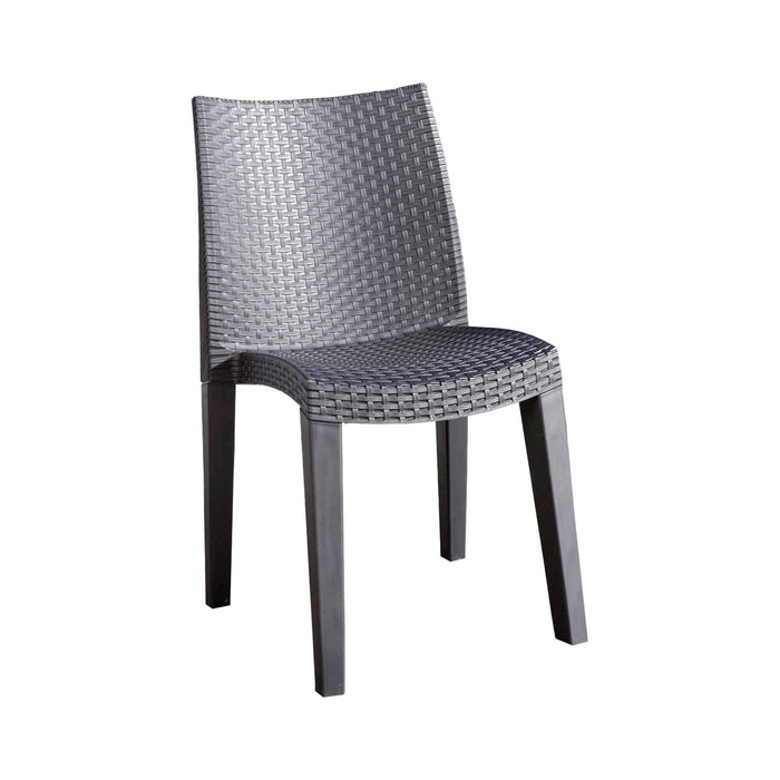 Sedia da esterno Ant, Seduta da giardino, Sedia per tavolo da pranzo, Poltrona outdoor effetto rattan, 100 % Made in Italy, Cm 48x55h86, Antracite