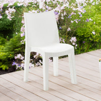 Sedia da esterno Ant, Seduta da giardino, Sedia per tavolo da pranzo, Poltrona outdoor effetto rattan, 100 % Made in Italy, Cm 48x55h86, Bianco
