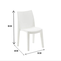 Sedia da esterno Ant, Seduta da giardino, Sedia per tavolo da pranzo, Poltrona outdoor effetto rattan, 100 % Made in Italy, Cm 48x55h86, Bianco