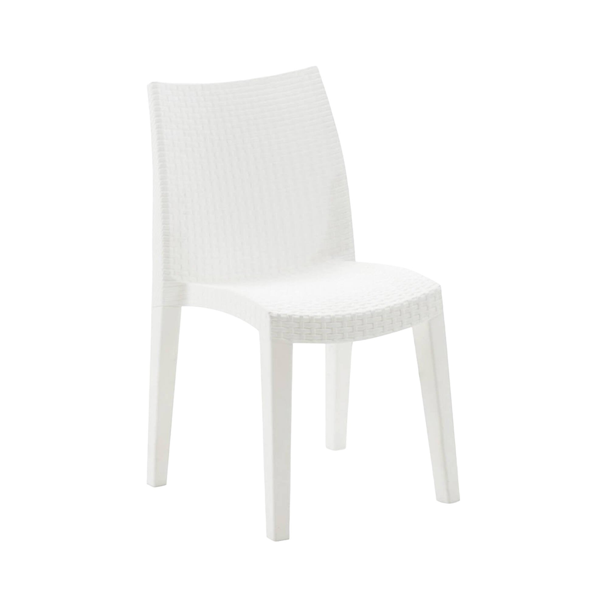 Sedia da esterno Ant, Seduta da giardino, Sedia per tavolo da pranzo, Poltrona outdoor effetto rattan, 100 % Made in Italy, Cm 48x55h86, Bianco