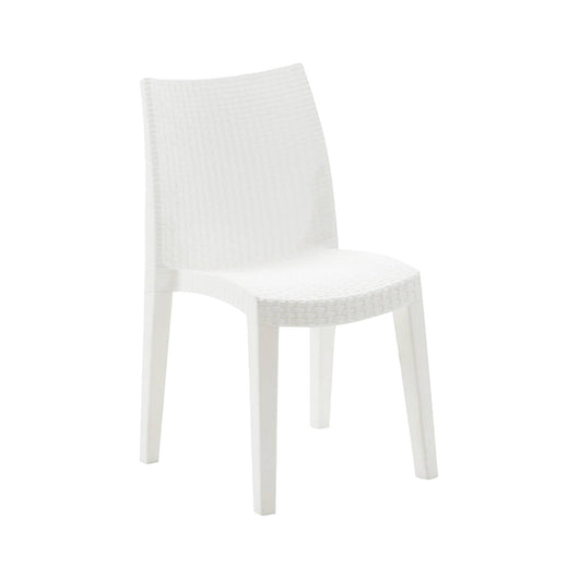 Sedia da esterno Ant, Seduta da giardino, Sedia per tavolo da pranzo, Poltrona outdoor effetto rattan, 100 % Made in Italy, Cm 48x55h86, Bianco