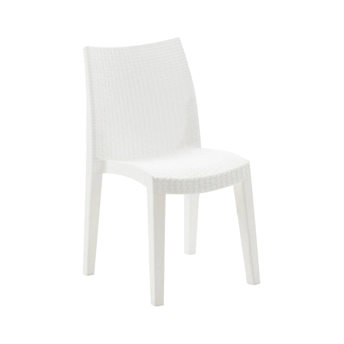 Sedia da esterno Ant, Seduta da giardino, Sedia per tavolo da pranzo, Poltrona outdoor effetto rattan, 100 % Made in Italy, Cm 48x55h86, Bianco