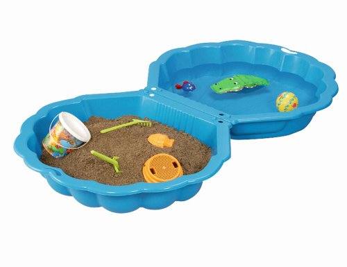 Sabbiera a forma di conchiglia per 0, Made in Italy, 102x88x21 cm, color azzurro