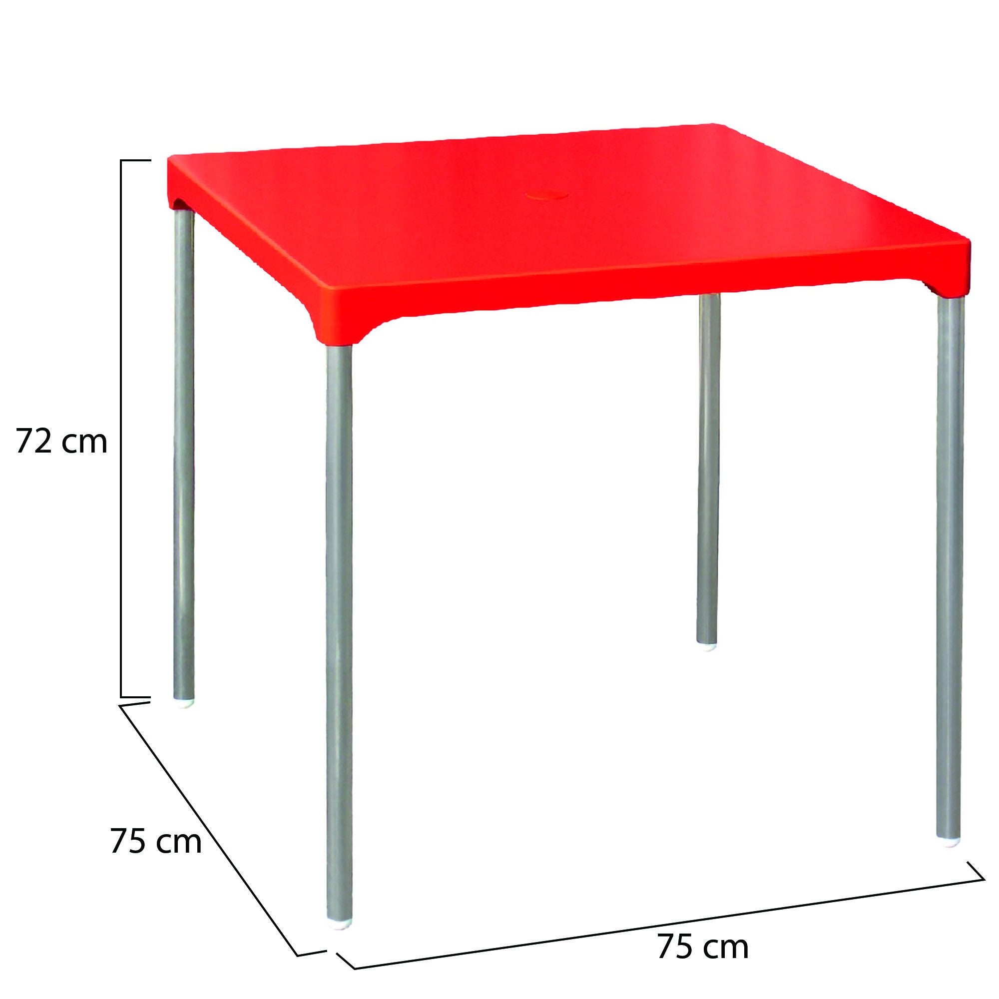 Brownstown, Tavolo da Esterno 4 Posti Made in Italy, 75x75x72h cm Rosso