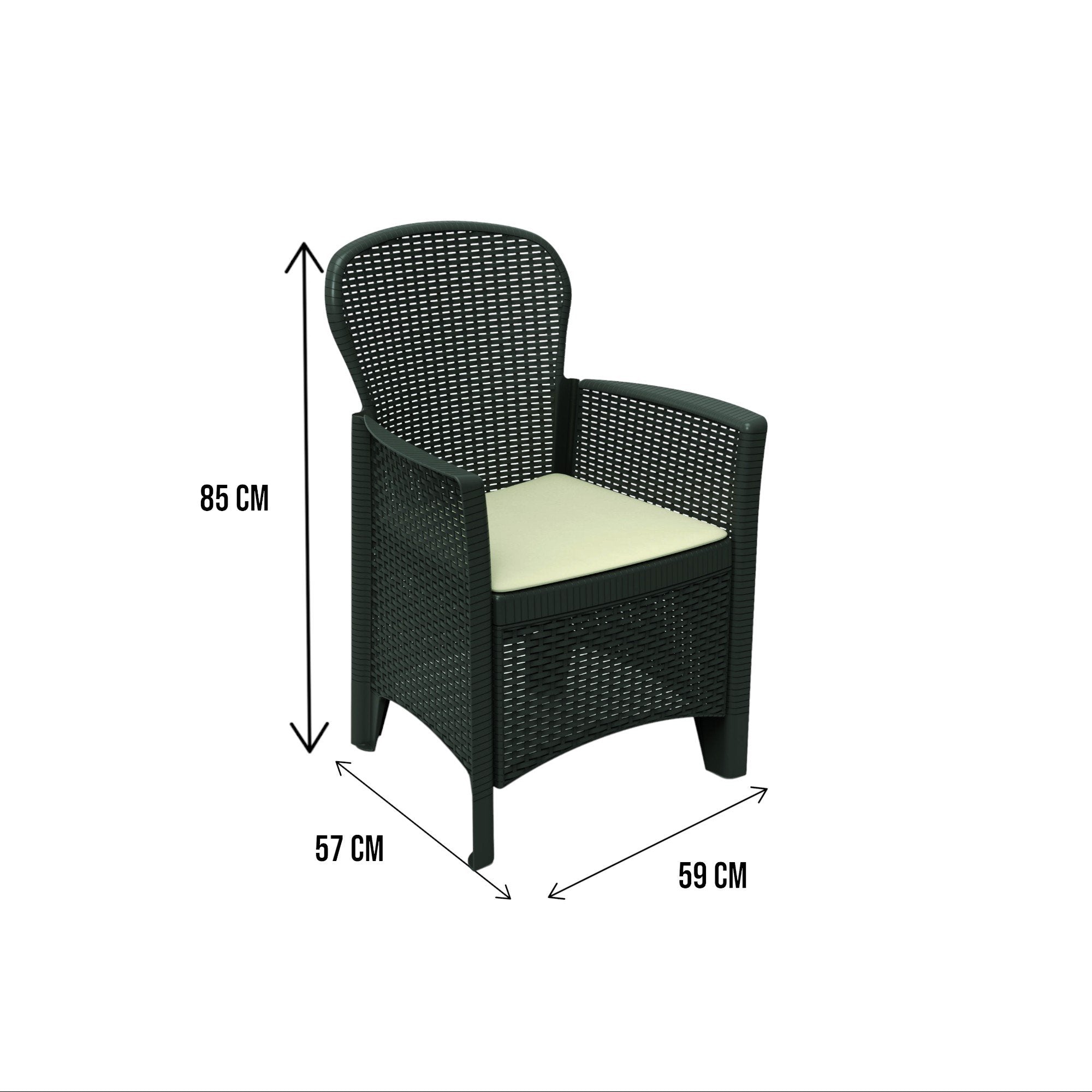 Sedia da esterno Amilton, Seduta da giardino, Poltrona outdoor effetto rattan, 100 % Made in Italy, Cm 60x58h89, Antracite