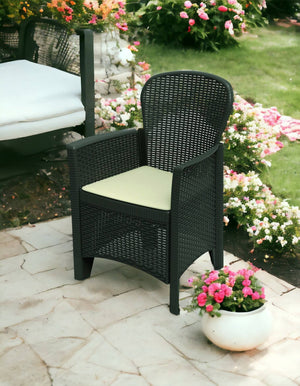Sedia da esterno Amilton, Seduta da giardino, Poltrona outdoor effetto rattan, 100 % Made in Italy, Cm 60x58h89, Antracite