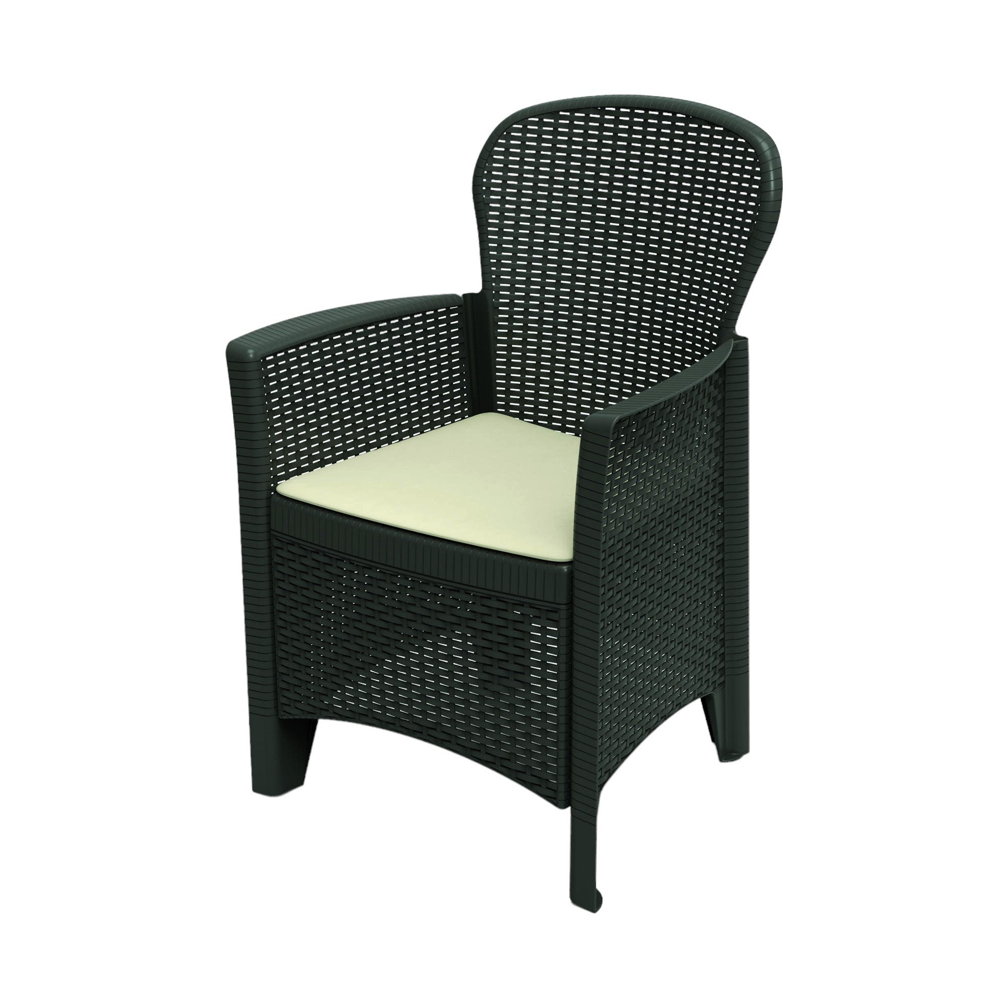 Sedia da esterno Amilton, Seduta da giardino, Poltrona outdoor effetto rattan, 100 % Made in Italy, Cm 60x58h89, Antracite