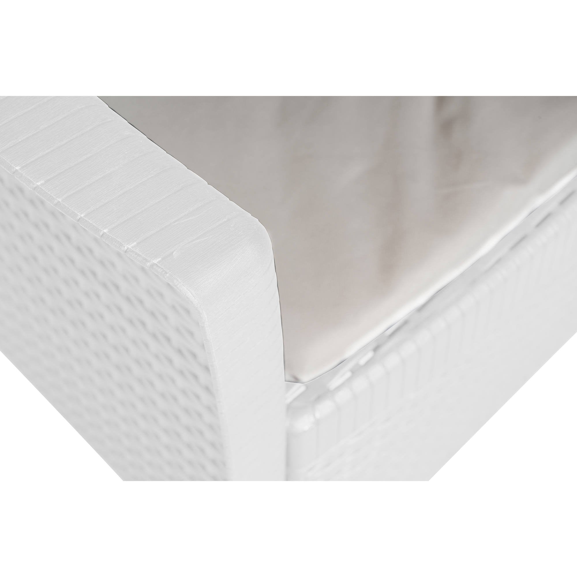 Sedia da esterno Amilton, Seduta da giardino, Poltrona outdoor effetto rattan, 100 % Made in Italy, Cm 60x58h89, Bianco