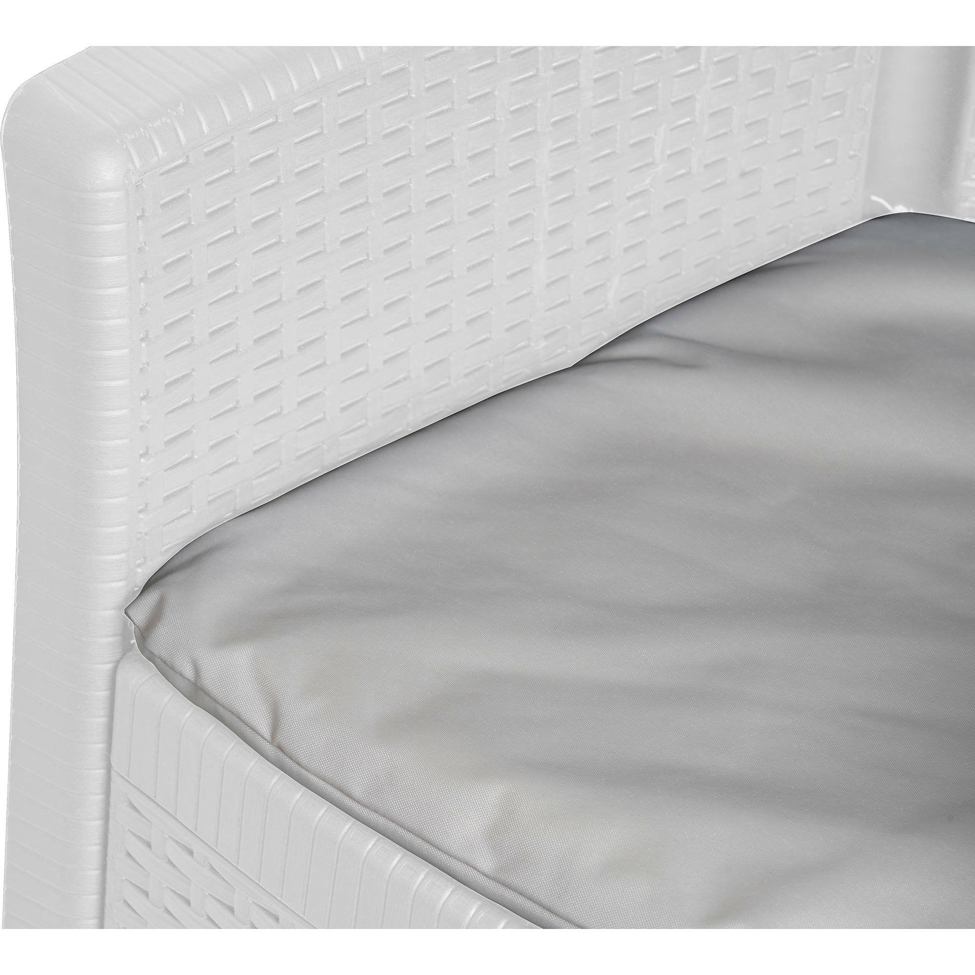 Sedia da esterno Amilton, Seduta da giardino, Poltrona outdoor effetto rattan, 100 % Made in Italy, Cm 60x58h89, Bianco