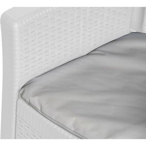 Sedia da esterno Amilton, Seduta da giardino, Poltrona outdoor effetto rattan, 100 % Made in Italy, Cm 60x58h89, Bianco