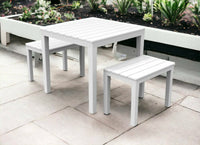 Set salotto da esterno Alambico, Set composto da 1 tavolo quadrato 2 panche, Set da Pik Nik, 100% Made in Italy, Bianco
