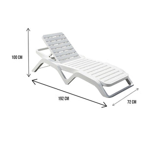 Lettino prendisole Anis, Sdraio da giardino regolabile, Lettino da esterno, 100 % Made in Italy, Cm 192x72h100, Bianco
