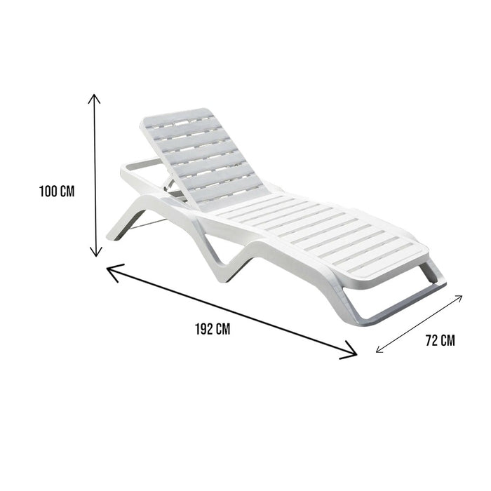 Lettino prendisole Anis, Sdraio da giardino regolabile, Lettino da esterno, 100 % Made in Italy, Cm 192x72h100, Bianco