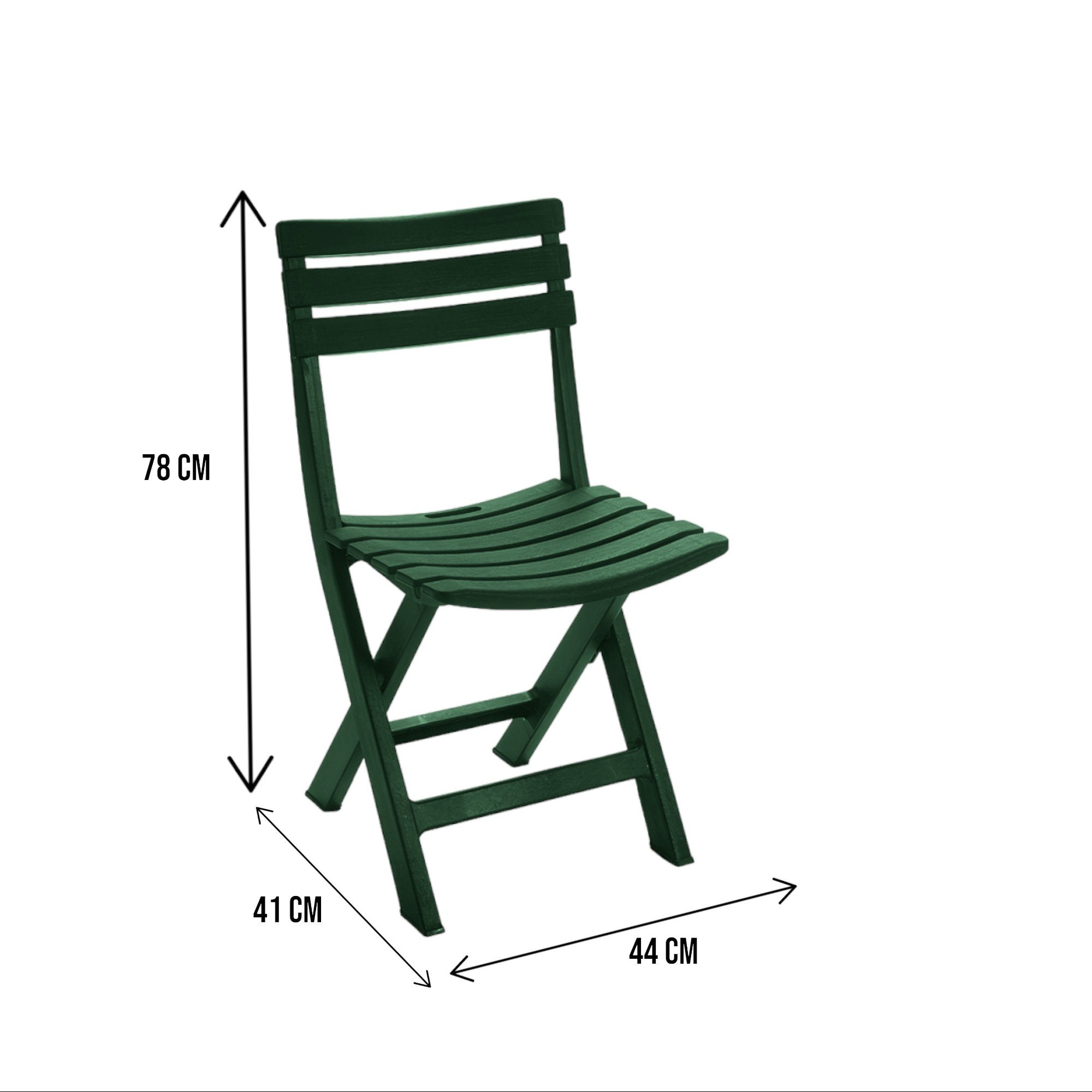 Sedia da esterno Arizona, Seduta da giardino pieghevole, Sedia per tavolo da pranzo, Poltrona outdoor, 100 % Made in Italy, Cm 44x41h78, Verde