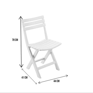 Sedia da esterno Arizona, Seduta da giardino pieghevole, Sedia per tavolo da pranzo, Poltrona outdoor, 100 % Made in Italy, Cm 44x41h78, Bianco