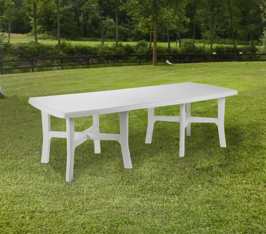 Tavolo da esterno Adonas, Tavolo allungabile da pranzo, Tavolo rettangolare da giardino multiuso, 100% Made in Italy, Cm 160x90h72, Bianco