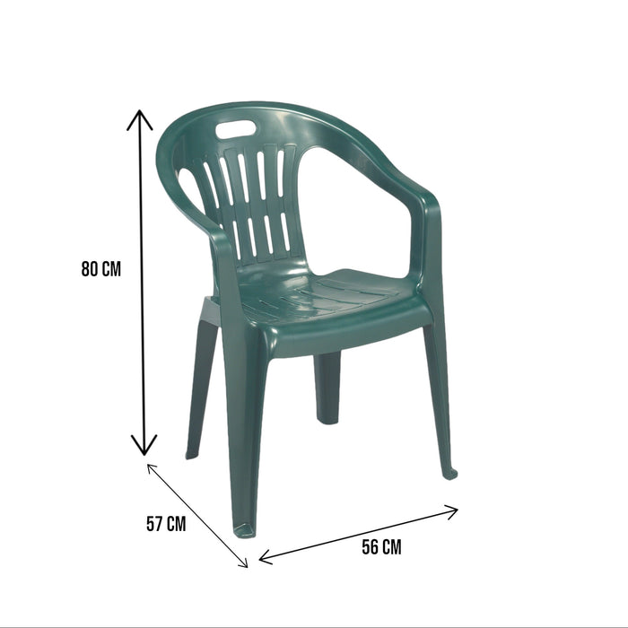 Sedia da esterno Aringa, Seduta da giardino, Sedia per tavolo da pranzo, Poltrona outdoor, 100 % Made in Italy, Cm 56x55h78, Verde