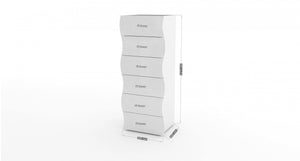 Cassettiera a 6 Asch, Made in Italy, Design moderno, Settimanale per camera da letto, cm 50x40h122, colore Bianco lucido