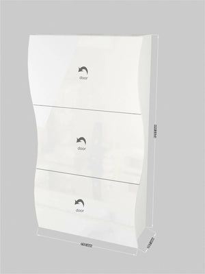 Scarpiera Borea, Made in Italy, Mobile Portascarpe da ingresso, a 3 ante a ribalta, cm 71x27h122, Bianco lucido