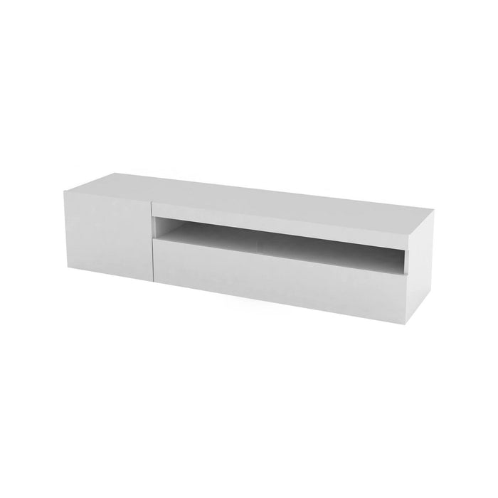 Mobile da soggiorno Porta Ardy, Made in Italy, Credenza per Ardy a 2 ante, Porta Ardy da salotto, cm 150x40h37, Bianco lucido
