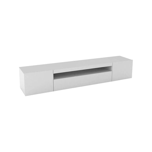 Mobile da soggiorno Porta Amore, Made in Italy, Supporto per Amore da salotto a 3 ante e ripiani, cm 200x40h37, Bianco lucido