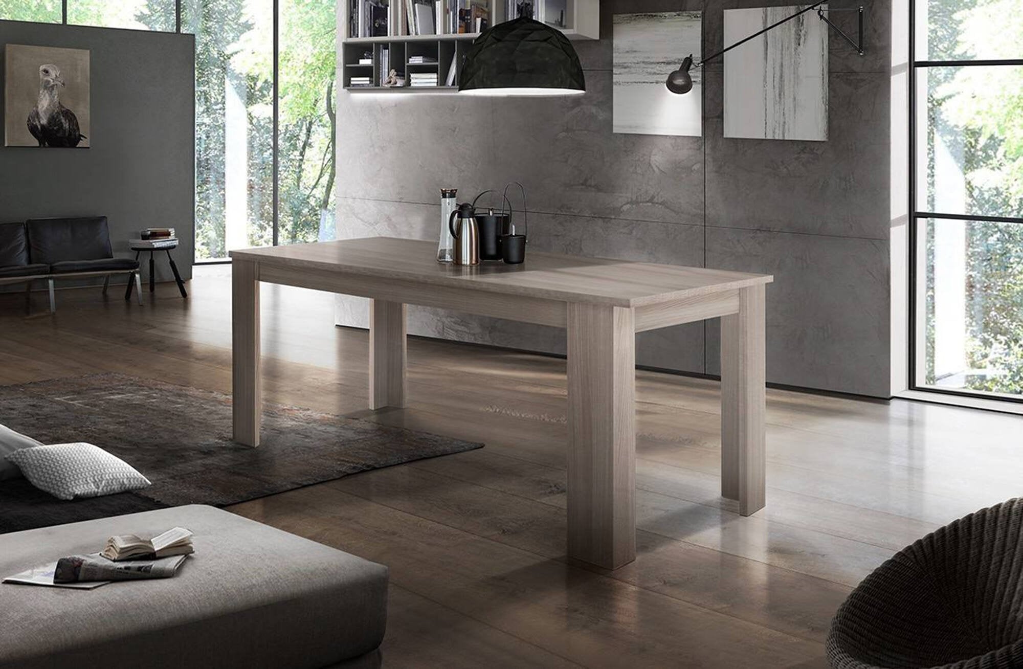 Tavolo per sala da pranzo Agenore, Made in Italy, Tavolo moderno con allunghe, Consolle allungabile, cm 160/210x90h75, Olmo perla