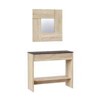 Alwin, Mobile da Ingresso Specchio Incluso, 92x33x79h cm Marrone Rovere