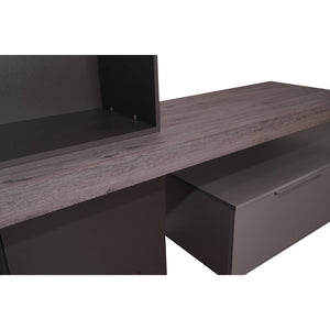 Parete attrezzata 0, Mobile porta TV moderno con Ante e ripiani, Set salotto completo con pensili, Cm 150x49h38, Grigio e Antracite