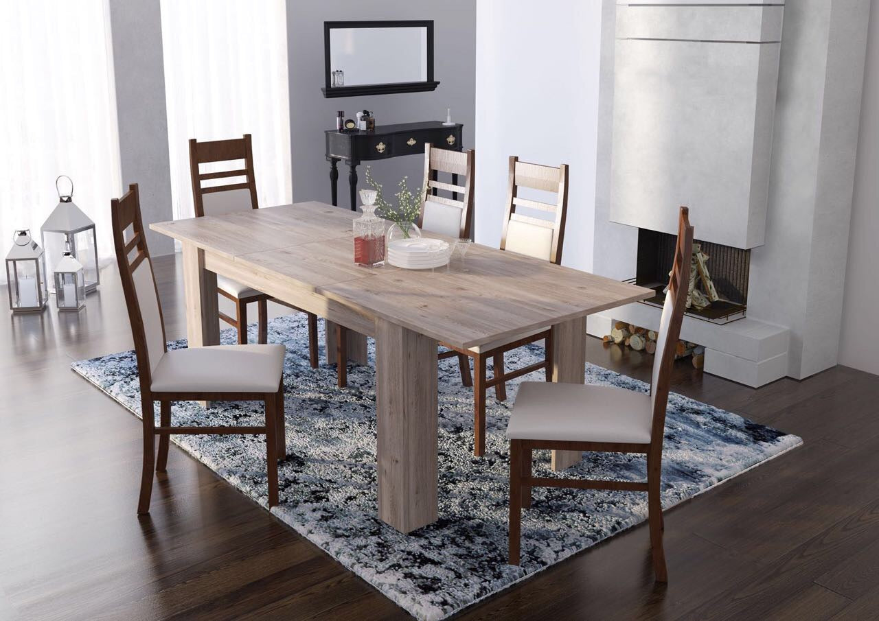 Tavolo allungabile 0, Tavolo da pranzo estensibile, Consolle multiuso con allunghe, Cm 140x88h75, Rovere