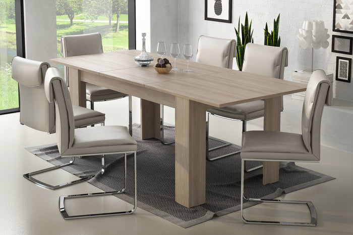 Tavolo allungabile 0, Tavolo da pranzo estensibile, Consolle multiuso con allunghe, Cm 140x88h75, Olmo
