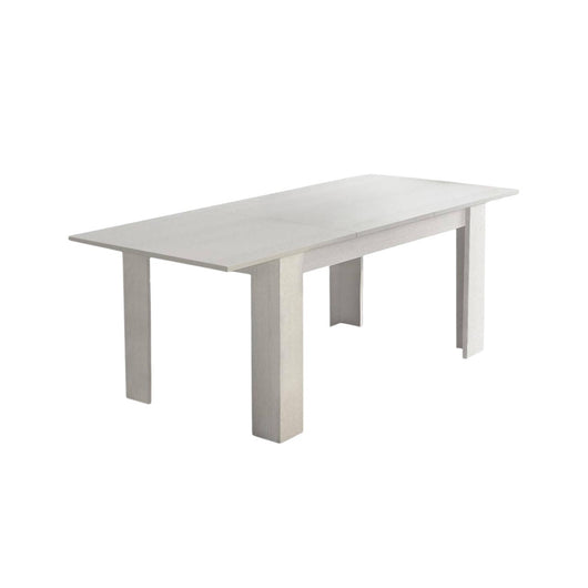 Tavolo allungabile Artino, Tavolo da pranzo estensibile, Consolle multiuso con allunghe, Cm 140x88h75, Bianco