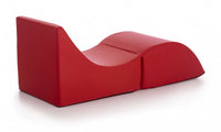 Letto pieghevole Arbil, Pouf trasformabile in letto singolo, 100% Made in Italy, Pouf trasformabile in una chaise longue in ecopelle, cm 130x50h50, Rosso