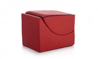 Letto pieghevole Arbil, Pouf trasformabile in letto singolo, 100% Made in Italy, Pouf trasformabile in una chaise longue in ecopelle, cm 130x50h50, Rosso