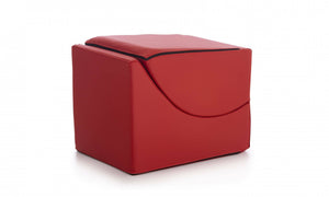 Letto pieghevole Arbil, Pouf trasformabile in letto singolo, 100% Made in Italy, Pouf trasformabile in una chaise longue in ecopelle, cm 130x50h50, Rosso