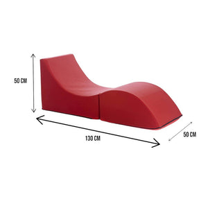 Letto pieghevole Arbil, Pouf trasformabile in letto singolo, 100% Made in Italy, Pouf trasformabile in una chaise longue in ecopelle, cm 130x50h50, Rosso