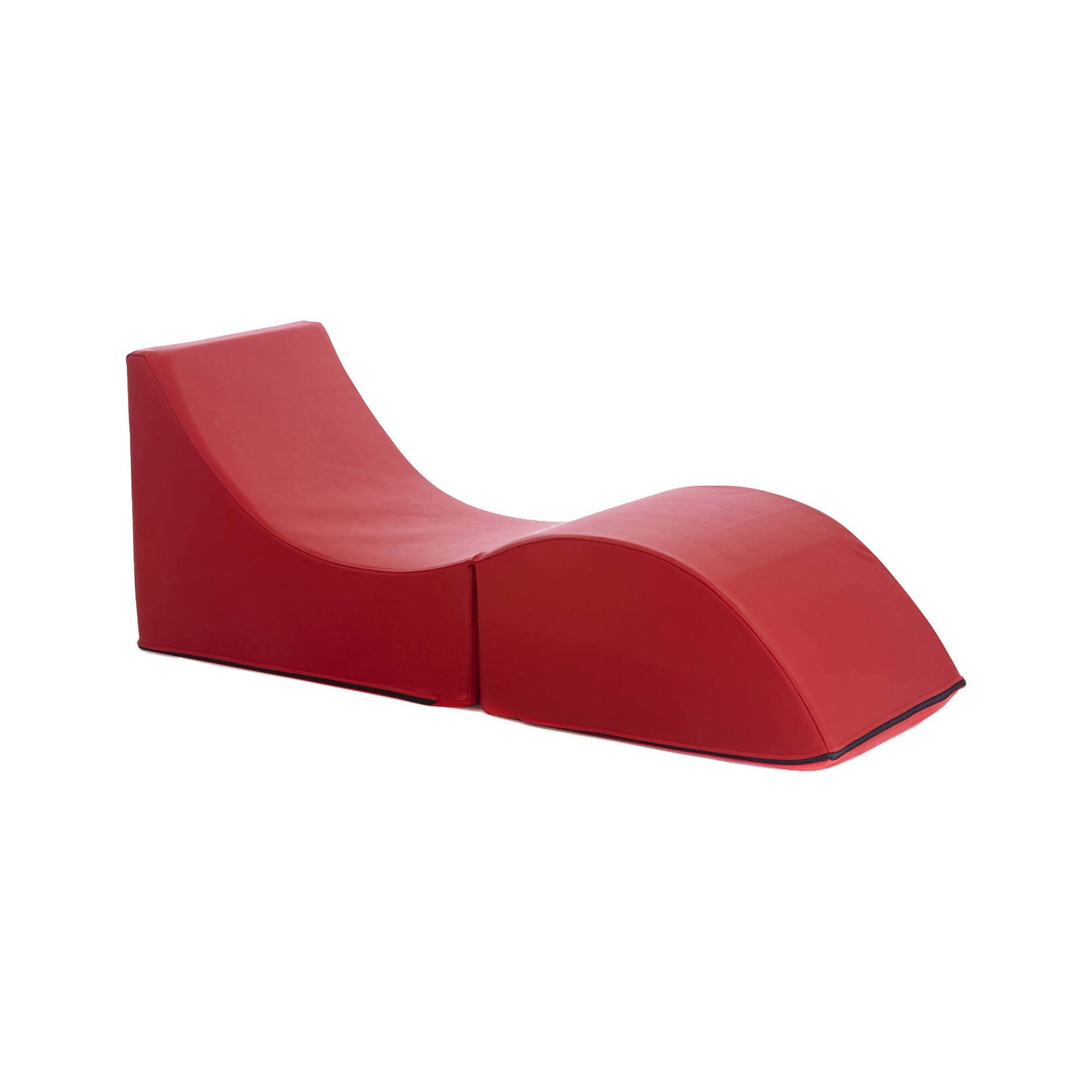 Letto pieghevole Arbil, Pouf trasformabile in letto singolo, 100% Made in Italy, Pouf trasformabile in una chaise longue in ecopelle, cm 130x50h50, Rosso