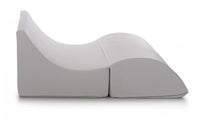 Letto pieghevole Amorina, Pouf trasformabile in letto matrimoniale, 100% Made in Italy, Pouf trasformabile in una chaise longue in ecopelle, cm 100x200h70, Bianco