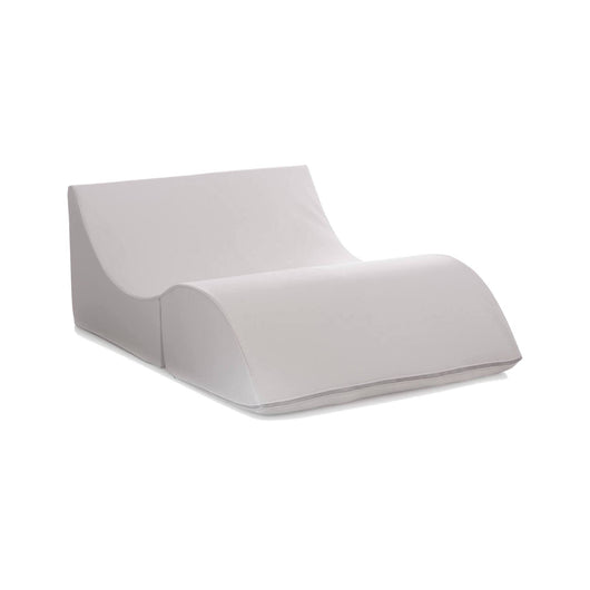 Letto pieghevole Amorina, Pouf trasformabile in letto matrimoniale, 100% Made in Italy, Pouf trasformabile in una chaise longue in ecopelle, cm 100x200h70, Bianco