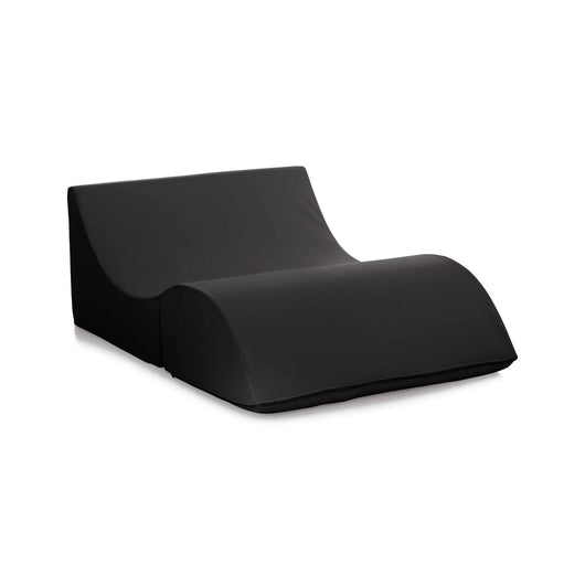 Letto pieghevole Amorina, Pouf trasformabile in letto matrimoniale, 100% Made in Italy, Pouf trasformabile in una chaise longue in ecopelle, cm 100x200h70, Nero