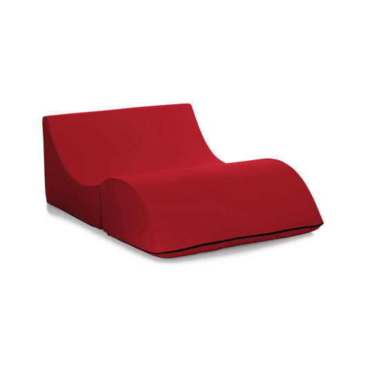 Letto pieghevole Amorina, Pouf trasformabile in letto matrimoniale, 100% Made in Italy, Pouf trasformabile in una chaise longue in ecopelle, cm 100x200h70, Rosso