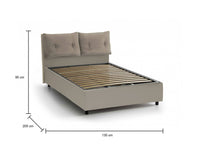 Rubino, Letto Piazza e Mezza Contenitore Made in Italy, Grigio Tortora