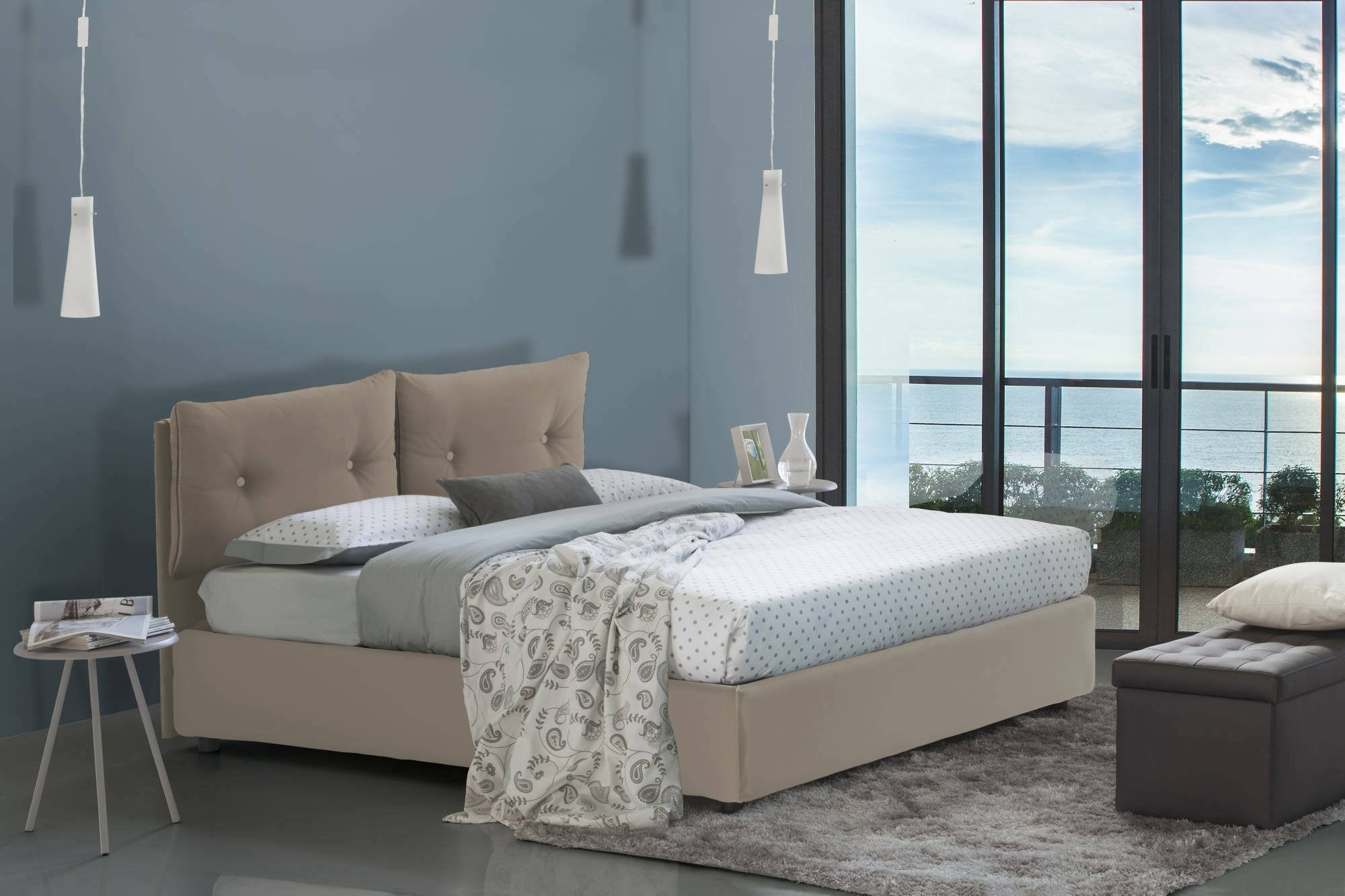 Bacio, Letto Piazza e Mezza Materasso Incluso Made in Italy, Grigio Tortora
