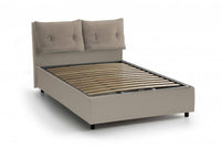 Letto matrimoniale Mercede, Letto contenitore con rivestimento in ecopelle, Made in Italy, Apertura frontale, adatto per materasso cm 160x190, Tortora