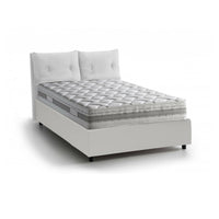 Letto matrimoniale Aylyn, Letto contenitore con rivestimento in ecopelle, Made in Italy, Apertura frontale, con materasso cm 160x200 incluso, Bianco