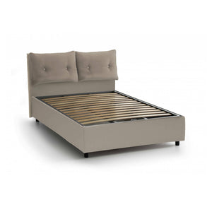 Letto matrimoniale Arron, Letto contenitore con rivestimento in ecopelle, Made in Italy, Apertura frontale, adatto per materasso cm 160x200, Tortora